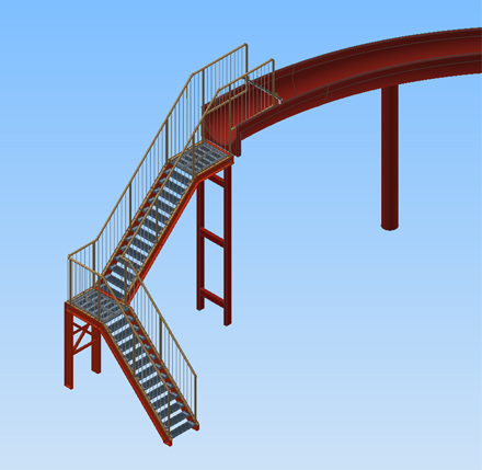 Trap met tussenbordes tbv waterglijbaan